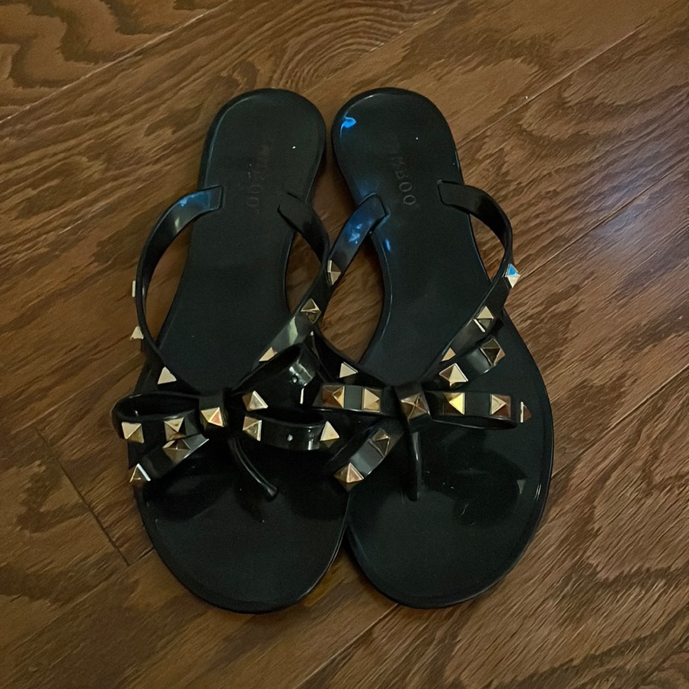 Black designer inspired jelly sandals